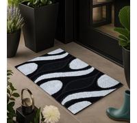Cozy Haven Swirl Door Mat - Non-Slip Washable Doormat, Suitable for Indoor Use, Heavy Duty Welcome Dirt Trapper Floor Mat for Entrance, Hallway, Kitchen & Entryway - (Black & White, 60x110 cm)