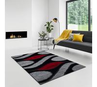 Cozy Haven Swirl Rugs - Large Washable Heavy Area Carpet, Soft Shaggy Modern Rug for Living Room, Bedroom, Hallway, Lounge and Dining Room (Black & Red, 120x170 cm)