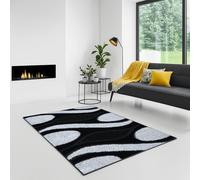 Cozy Haven Swirl Rugs - Large Washable Heavy Area Carpet, Soft Shaggy Modern Rug for Living Room, Bedroom, Hallway, Lounge and Dining Room (Black & White, 160x230 cm)
