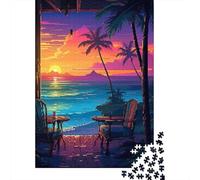 Cozy Hawaii Pixel Art Adult Paper Puzzle, Retro Travel Poster Artwork, Relaxing Challenge, Interlocking Paper Pieces, Travel Gift for Puzzle Lovers, 52x38cm/1000pcs