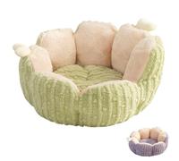 Cozy Heated Cat Bed for Winter,Thick Plush Cushion with Removable Washable Cover,Warm Sleeping Nest for Cats & Small Dogs (Green, Big)