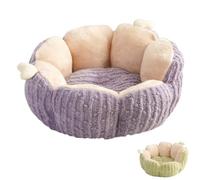 Cozy Heated Cat Bed for Winter,Thick Plush Cushion with Removable Washable Cover,Warm Sleeping Nest for Cats & Small Dogs (Purple, small)
