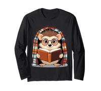 Cozy Hedgehog Reading a Book Under Blanket - Autumn Mood Long Sleeve T-Shirt