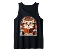 Cozy Hedgehog Reading a Book Under Blanket - Autumn Mood Tank Top