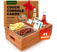 COZY HEROES The Ultimate Movie Night Snack Caddy with Removeable Lid, Drink Holder, Snack Tray, and Tech Organizer for Couch, Sofa, Bed, and TV Lovers