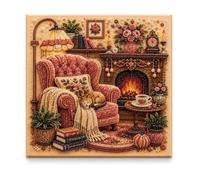 Cozy Hobby Rooms 3D Diamond Painting Kit Drill Diamond Art，Cozy Fireplace | Create a Sparkling 3D Beaded Art Kits Hobby Room Scene with Colorful Beads pearls gems relaxing DIY craft cozy home display