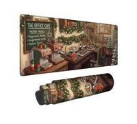 Cozy Holiday Office Cafe Espresso Machine Large Mouse Pad 16x36 Inch | Coffee Shop Theme, XXL Mouse Pad, Seasonal Desk Decor, Espresso Machine Illustration, Cozy Office Workspace