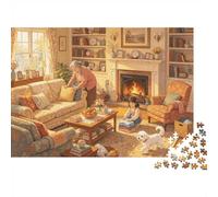 Cozy Home Jigsaw Puzzles 1000 Pieces Recycled Cottage Interior Senior Puzzles Party Game Props Great Gift Idea for Family And Friends Birthdays 38x26cm/1000pcs