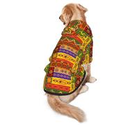 Cozy Hoodie For Medium Large Dogs, African National Patterns, Cold Weather Warm Dog Sweatshirt With Hood & Pocket, Soft Fabric Pullover Winter Clothes For Pets, Adjustable Dog Hoodie For Daily Walk