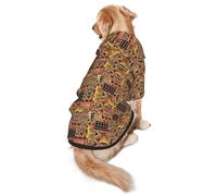 Cozy Hoodie For Medium Large Dogs, African Textile Patchwork, Cold Weather Warm Dog Sweatshirt With Hood & Pocket, Soft Fabric Pullover Winter Clothes For Pets, Adjustable Dog Hoodie For Daily Walk