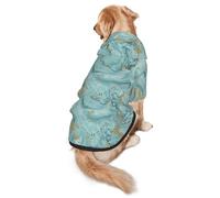 Cozy Hoodie For Medium Large Dogs, Azurite Teal Foil Gold Marble, Cold Weather Warm Dog Sweatshirt, Soft Fabric Pullover Winter Clothes For Pets, Adjustable Dog Hoodie For Daily Walk