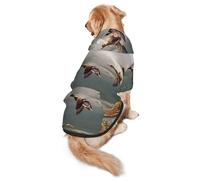 Cozy Hoodie For Medium Large Dogs, Hunting Flying Wild Ducks, Cold Weather Warm Dog Sweatshirt With Hood & Pocket, Soft Fabric Pullover Winter Clothes For Pets, Adjustable Dog Hoodie For Daily Walk