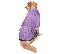 Cozy Hoodie For Medium Large Dogs, Romantic Purple Lavender, Cold Weather Warm Dog Sweatshirt With Hood & Pocket, Soft Fabric Pullover Winter Clothes For Pets, Adjustable Dog Hoodie For Daily Walk