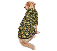 Cozy Hoodie For Medium Large Dogs, Tropical Pineapple Hawaiian, Cold Weather Warm Dog Sweatshirt With Hood & Pocket, Soft Fabric Pullover Winter Clothes For Pets, Adjustable Dog Hoodie For Daily Walk
