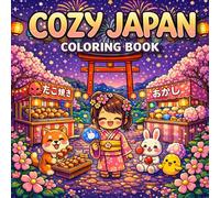 cozy japan coloring book : A Relaxing Kawaii Journey Through Cute Japanese Villages, Animals, Festivals and Gardens .