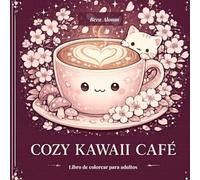Cozy Kawaii Café: Libro de colorear para adultos-50 ilustraciones "Bold & Easy" de escenas aesthetic para relajarse. Temática Cozy Kawaii