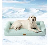 COZY KISS Cooling Dog Bed 107x76x18cm, Orthopaedic Large Pet Bed With Removable Washable Cover, Q-Max>0.4 Summer Pet Sofa with Egg Crate Foam, Light Green