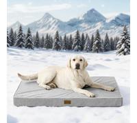 COZY KISS Cooling Dog Bed for Extra Large Dogs, Q-Max>0.4 Washable Pet Mat with Gel Orthopedic Foam, XL Breathable Mattress for Crate, Removable Cover, Non-Slip Bottom, 112x81x10cm, Silver Grey