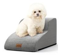 COZY KISS Curved Small Dog Stairs for Couch, Pet Step with Leakproof Cover, High Density Foam Cat Ramp for Bed or Sofa, Lightweight, Durable, Comfort, 15.7x19.7x11.8 inch, 2 Tiers, Grey