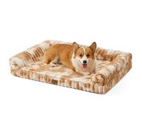 COZY KISS Dog Bed for Large Dogs, 90x68cm Faux Fur Dog Sofa, Tie-Dye Brown