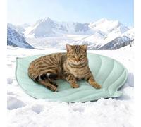COZY KISS Dog Cooling Mat Medium- 68x58cm Leakproof Self-Cooling Fabric Mat with Q-Max>0.4 for Dog Cat, Scratch-Resistant Non-Gel Cool Pad for Indoor, Outdoor & Car in Hot Summer, Leaf-Shaped, Green