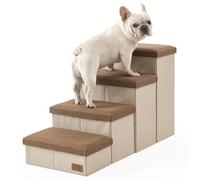 COZY KISS Dog Stair for Small Dogs with Storage, Foldable Pet Step with Leakproof Cover, Older Cat Ramp for Chair Couch Sofa, Lightweight, Comfort (brown, 38.1x17x22 inch, 4)