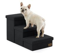 COZY KISS Dog Stair for Small Dogs with Storage, Foldable Pet Step with Leakproof Cover, Older Cat Ramp for Chair Couch Sofa, Lightweight, Comfort (Black, 28.5x17x16.7 inch, 3)