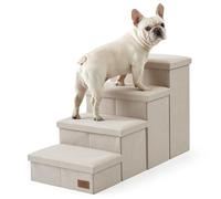 COZY KISS Dog Stair for Small Dogs with Storage, Foldable Pet Step with Leakproof Cover, Older Cat Ramp for Chair Couch Sofa, Lightweight, Comfort (beige, 38.1x17x22 inch, 4)