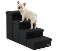 COZY KISS Dog Stair for Small Dogs with Storage, Foldable Pet Step with Leakproof Cover, Older Cat Ramp for Chair Couch Sofa, Lightweight, Comfort (Black, 38.1x17x22 inch, 4)