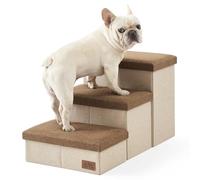 COZY KISS Dog Stair for Small Dogs with Storage, Foldable Pet Step with Leakproof Cover, Older Cat Ramp for Chair Couch Sofa, Lightweight, Comfort (brown, 28.5x17x16.7 inch, 3)