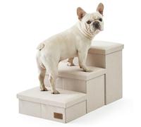 COZY KISS Dog Stair for Small Dogs with Storage, Foldable Pet Step with Leakproof Cover, Older Cat Ramp for Chair Couch Sofa, Lightweight, Comfort (beige, 28.5x17x16.7 inch, 3)