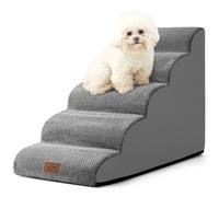 COZY KISS Dog Stairs for High Bed 22.6" H, Small Pet Steps with Leakproof Cover, High Density Foam Cat Ramp for Bed, Car or Couch, Lightweight, Durable, Comfort, 15.7x33x22.6 inch, 5 Tiers, Grey