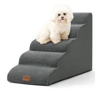 COZY KISS Dog Stairs for High Bed 22.6" H, Small Pet Steps with Leakproof Cover, High Density Foam Cat Ramp for Bed, Car or Couch, Lightweight, Durable, 15.7x33x22.6 inch, 5 Tiers, Dark Grey