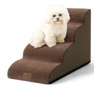COZY KISS Dog Stairs for Small Dogs 19.7" H, Pet Step with Leakproof Cover, High Density Foam Cat Ramp for Bed, Couch or Sofa, Lightweight, Durable, Comfort, 15.7x28.3x19.7 inch, 4 Tiers, Brown