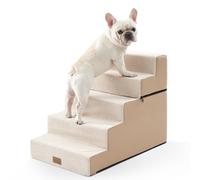 COZY KISS Dog Stairs for Small Dogs 60cm, 2-in-1 Pet Steps for Couch Bed Sofa, Non-Slip Dog Climbing Steps for Puppies and Old Cats with Support Board (Beige, 75x50x60cm, 5)