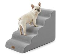 COZY KISS Dog Stairs for Small Dogs, Curved Pet Step with Leakproof Cover, High Density Foam Cat Ramp for Bed or Sofa, Lightweight, Durable, Comfort (Grey, 5 Step (15.7x33x22.6 inch), 5)
