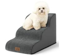 COZY KISS Dog Stairs for Small Dogs, Curved Pet Step with Leakproof Cover, High Density Foam Cat Ramp for Bed or Sofa, Lightweight, Durable, Comfort, 15.7x22.4x15.7 inch, 3 Tiers, Dark Grey