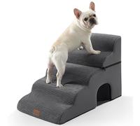 COZY KISS Dog Stairs with Hole, Small Pet Steps with Leakproof Cover, High Density Foam Cat Ramp for High Bed Car, Lightweight, Durable, 19.7x33x22.4 inch, 5 Tiers, Dark Grey