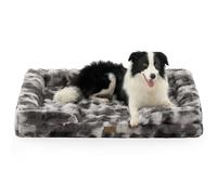 COZY KISS Faux Fur Orthopedic Dog Bed Washable for Extra Large Dog, XL | Warm Bolster Foam Pet Sofa with Sides, Non-Slip Big Dog Couch with Waterproof Removable Cover, 112x81x18cm, Tie Dye Grey