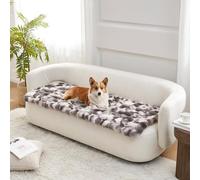 COZY KISS Faux Fur Sofa Cover for 2 Seater, Soft Loveseat Couch Mat for Car Seat Protector, Liquid Pee Proof Mat for Dog or Cat, Washable, Anti-Slip, Reversible (70x150cm, Tie Dye Grey)
