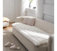 COZY KISS Faux Fur Sofa Cover for 4 Seat, Soft Pet Mat for Car Seat Protector, Liquid Pee Proof Cushion Mat for Dog or Cat, Washable, Anti-Slip, Reversible (70x208cm, Cream)
