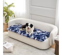 COZY KISS Faux Fur Sofa Cover for 4 Seat, Soft Pet Mat for Car Seat Protector, Liquid Pee Proof Cushion Mat for Dog or Cat, Washable, Anti-Slip, Reversible (70x208cm, Tie Dye Blue)