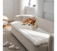 COZY KISS Faux Fur Sofa Cover for Dogs Washable, Ultra Soft Pet Couch Cover for Car Seat Protector, Liquid Pee Proof Cat Mat, Pad for Dresser Top, Anti-Slip, Fuzzy, 70x150cm, Cream