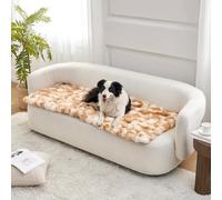 COZY KISS Faux Fur Sofa Cover for Dogs Washable, Ultra Soft Pet Couch Cover for Car Seat Protector, Liquid Pee Proof Cat Mat, Pad for Dresser Top, Anti-Slip, Fuzzy, 70x150cm, Tie Dye Brown