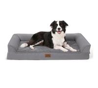 COZY KISS Orthopedic Dog Bed for Medium & Large Dogs, Washable Dog Bed Sofa with Removable Cover, Waterproof Dog Pillow with U-Shape Bolster, Non-Slip Pet Bed Couch, Grey, L(107×76×19cm
