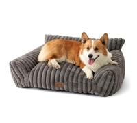 COZY KISS Orthopedic Dog Sofa Bed for Medium Dogs 80x60x33 cm - Large Cat Beds for Indoor Cats, Washable Pet Couch with Head and Neck Support, Faux Fur Rope Design Cat Sofa, Anti-Slip Bottom, Grey
