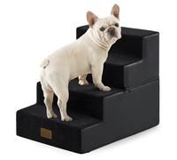 COZY KISS Wide Dog Stairs for Bed & Sofa, Non-Slip Dog Steps for Small & Medium Dogs, Washable Pet Steps with Removable Cover, Supportive Foam 4-Step Pet Stairs for Older Dogs, Cats, Grey, 40x60x45cm