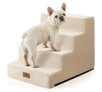 COZY KISS Wide Dog Stairs for Small Dogs, 17.7" Width Pet Steps for Bed Sofa Car, 45 cm High Non-Slip Dog Stair for Old Cats, Puppy, Small Medium Dogs, 60x45x45 cm, 4 Tiers, Beige
