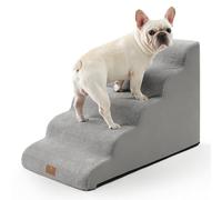 COZY KISS Wide Dog Stairs, Small Pet Steps with Leakproof Cover, High Density Foam Cat Ramp for High Bed Car, Lightweight, Durable, 19.7x33x22.4 inch, 5 Tiers, Grey