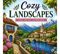 Cozy Landscapes: A Bold and Easy Coloring Book with 45 Relaxing Destinations, Gardens, Mountains, and Villages for Adults and Teens